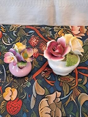 (3/$30)Porcelain Floral Accent Figurines - Pink and White